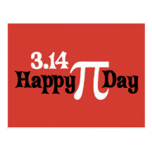 Día feliz 3,14 del pi - 14 de marzo postal