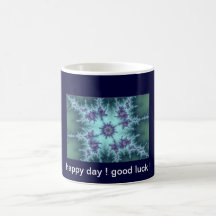 ¡día feliz! ¡buena suerte! taza