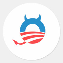 Diablo de Obama Etiqueta Redonda