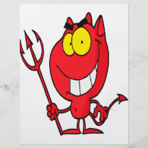 diablo lindo tonto del dibujo animado con el pitch tarjetas informativas