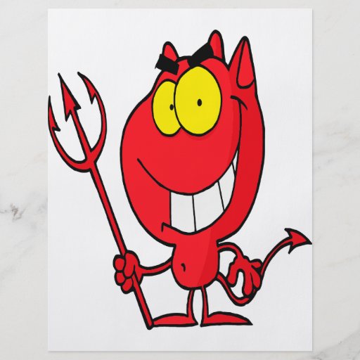 diablo lindo tonto del dibujo animado con el pitch tarjetas informativas