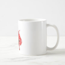 Diablo que se coloca con el pitchfork tazas de café