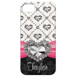 Diamante artificial del corazón del diamante del a iPhone 5 Case-Mate protectores