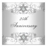 Diamante blanco de plata del 25to aniversario eleg invitación personalizada