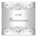 Diamante blanco de plata del 25to aniversario eleg invitación personalizada