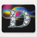 Diamante Bling de "D" con el remolino Mousepad del alfombrillas de raton 