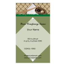 Diamante de béisbol en campo verde tarjetas de negocios