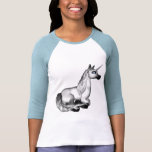 Diamante de los ojos azules del unicornio camiseta