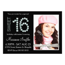 Diamante femenino de Bling y dulce 16 del brillo d Comunicados Personalizados