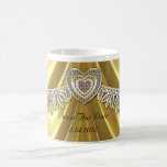 Diamante Fleurette y oro del satén Taza De Café