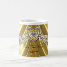 Diamante Fleurette y oro del satén Taza De Café