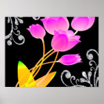 Diamante rosado de los tulipanes como chispa de la posters