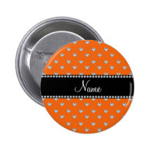 Diamantes anaranjados personalizados del corazón pins