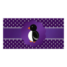 Diamantes de lujo de la púrpura del pingüino tarjetas personales