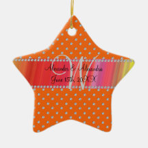 Diamantes del naranja del monograma del boda adorno