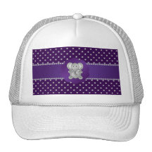 Diamantes lindos de la púrpura del elefante gorras de camionero