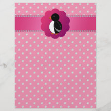 Diamantes lindos del rosa del pingüino tarjeta publicitaria