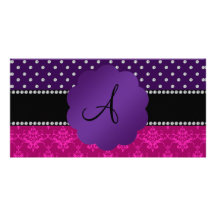 Diamantes rosados de la púrpura del damasco del mo tarjetas fotograficas personalizadas