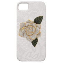 Diamantes subiós en el cordón blanco de Paisley iPhone 5 Case-Mate Carcasa