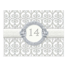 Diamantes y cordón, boda de la tarjeta del número  tarjeta postal