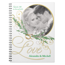 Diario blanco elegante del boda con la foto de enc libretas
