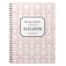 Diario blanco rosado polvoriento del planificador  cuadernos