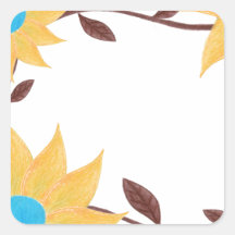Dibujo amarillo y azul de la flor pegatinas  