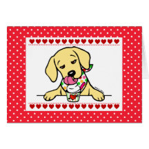 Dibujo animado amarillo del helado del perrito del felicitación