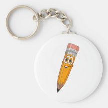 Dibujo animado amarillo del lápiz llaveros personalizados