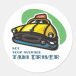 Dibujo animado amarillo del taxi: No su taxista me Pegatina Redonda