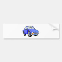 Dibujo animado azul del coche de deportes pegatina de parachoque
