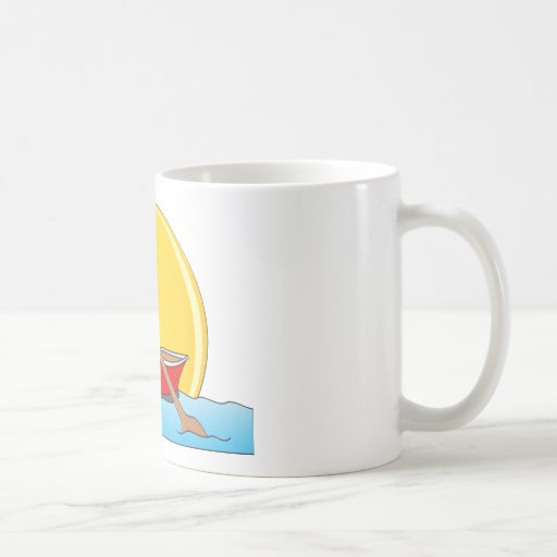 Dibujo animado blanco del barco de fila taza de café