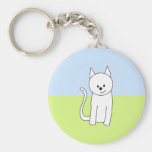 Dibujo animado blanco del gato llaveros