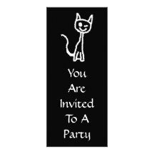 Dibujo animado blanco lindo del gato. En negro Comunicados Personalizados
