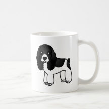 Dibujo animado blanco y negro lindo de cocker span tazas de café
