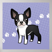 Dibujo animado Boston Terrier Posters