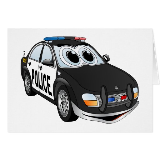 Dibujo animado BWB del coche policía Felicitacion