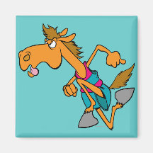 dibujo animado corriente divertido del caballo del imán de frigorífico