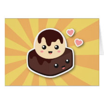 Dibujo animado de Kawaii de la crema y del brownie Tarjetón