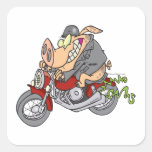 dibujo animado de la bici de la motocicleta del ce calcomanias cuadradas