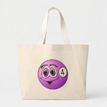 Dibujo animado de la bola de piscina cuatro bolsa lienzo