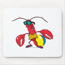 dibujo animado de la langosta de la playa que va d alfombrilla de ratones