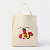dibujo animado de la langosta de la playa que va d bolsa