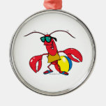 dibujo animado de la langosta de la playa que va d ornamento de navidad