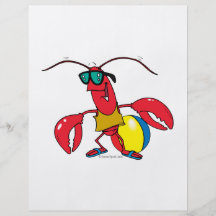 dibujo animado de la langosta de la playa que va d tarjeton