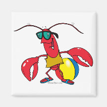 dibujo animado de la langosta de la playa que va d iman de nevera