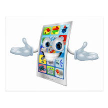 Dibujo animado de la mascota del teléfono celular postales