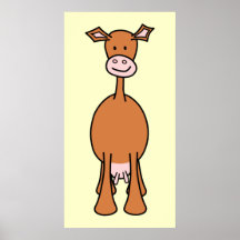 Dibujo animado de la vaca de Brown. Frente Posters