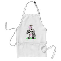 dibujo animado de la "vaca divertida" del delantal