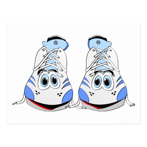 Dibujo animado de las zapatos tenis postal | Zazzle